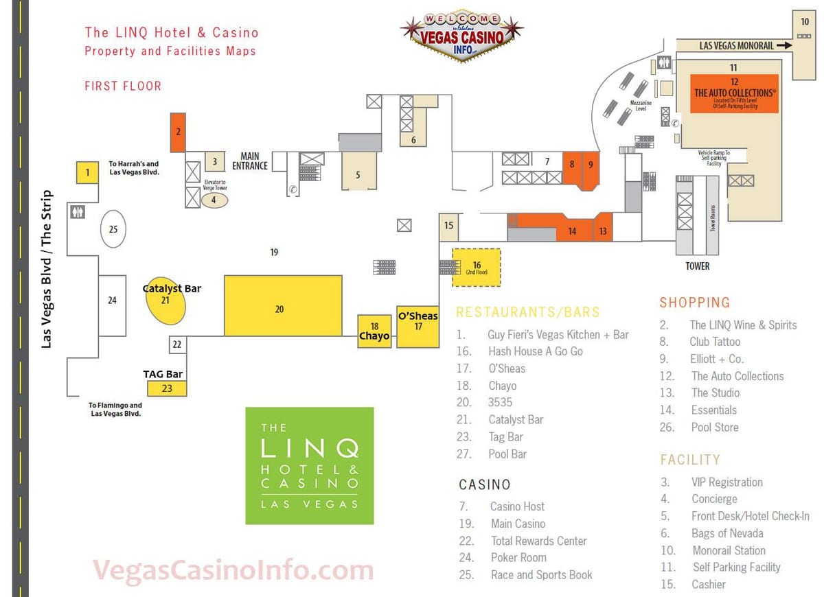 térkép a Linq Las Vegas