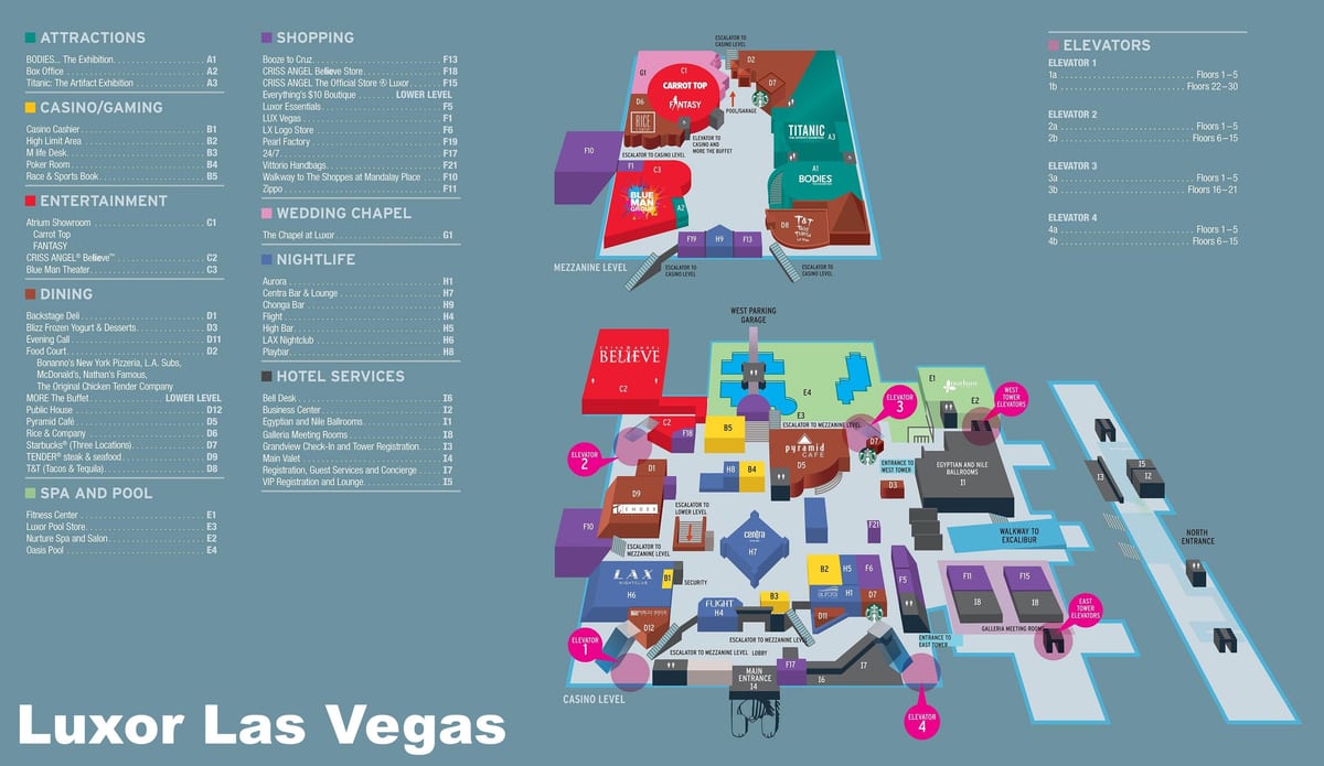 térkép Luxor Las Vegas