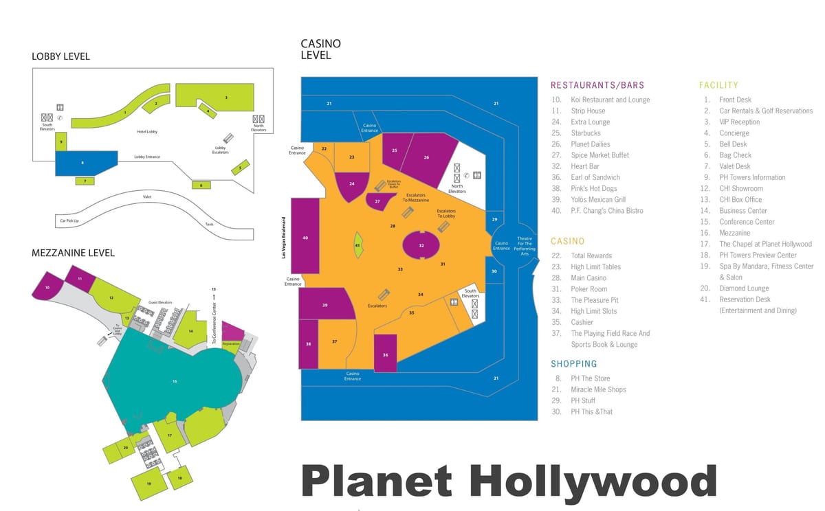 A Las Vegas strip térkép Planet Hollywood